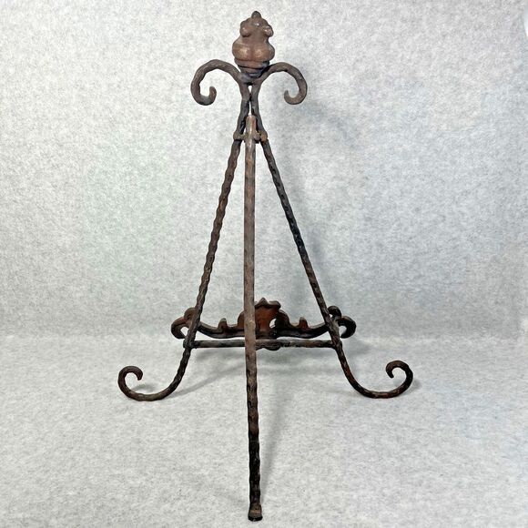 Vtg Ornate Cast Iron Easel Stand 15” Display Frame Plate Book Artifact Rustic - Picture 2 of 16